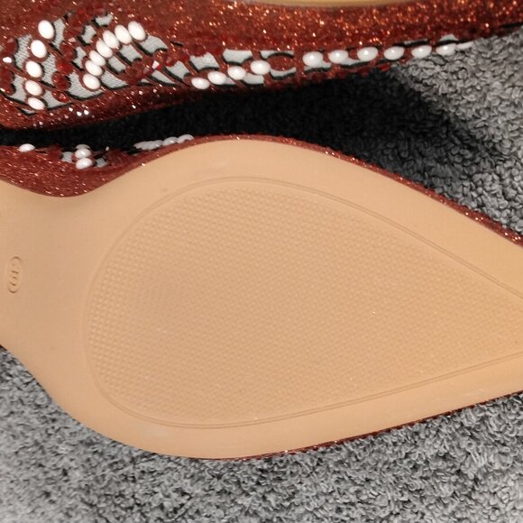 Venus Celia Shoes Womens Size 8.5 Red Studded Slingback Heels Pointed Toe Mesh - Picture 13 of 13